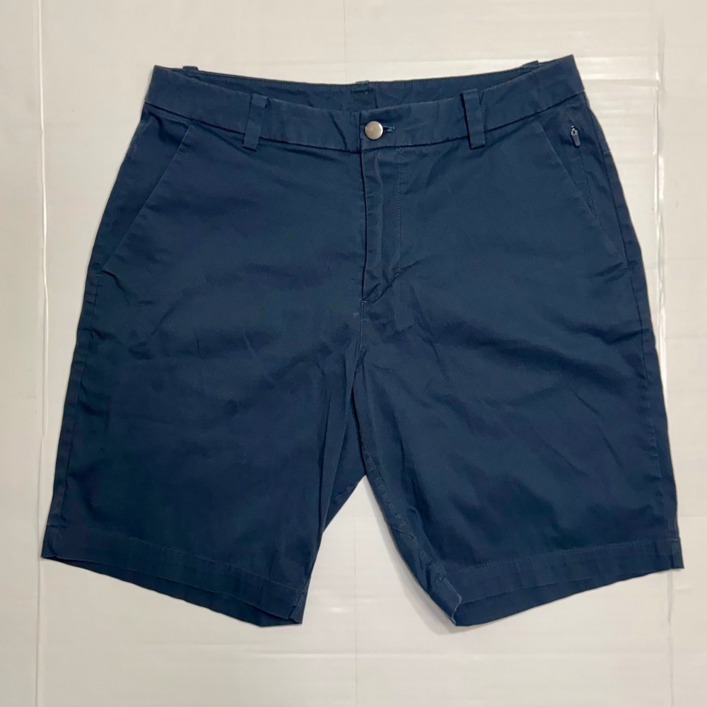 Lululemon Commission Shorts Mens 30 Navy Blue Chino Stretch 9 Inch Inseam 0399